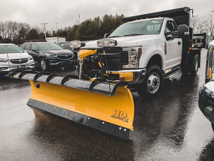 Fisher HD2 straight blade plow installed on a Ford F-350 dump truck at Marty's GMC